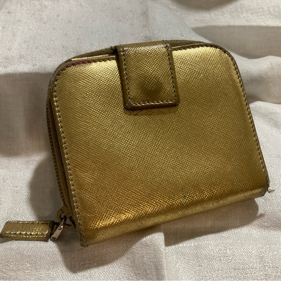 PRADA COIN WALLET Gold Metallic 4 x 4 - Picture 4 of 8